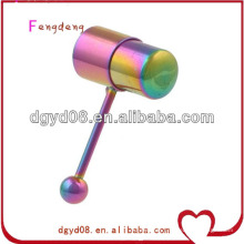 Stainless steel rainbow vibrating tongue ring body jewelry